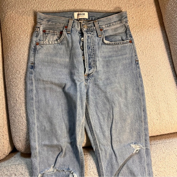 Agolde denim jeans Riley High Rise Straight Crop in Shatter / Revolve - Picture 3 of 9